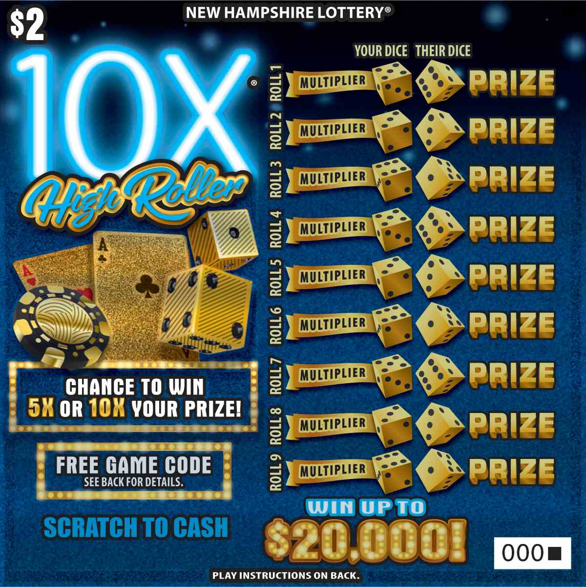 10X High Roller scratchcard - game number #1584 - front