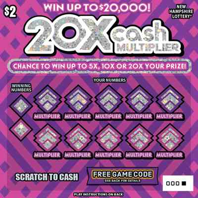 20X® Cash Multiplier scratchcard - game number #1664 - front