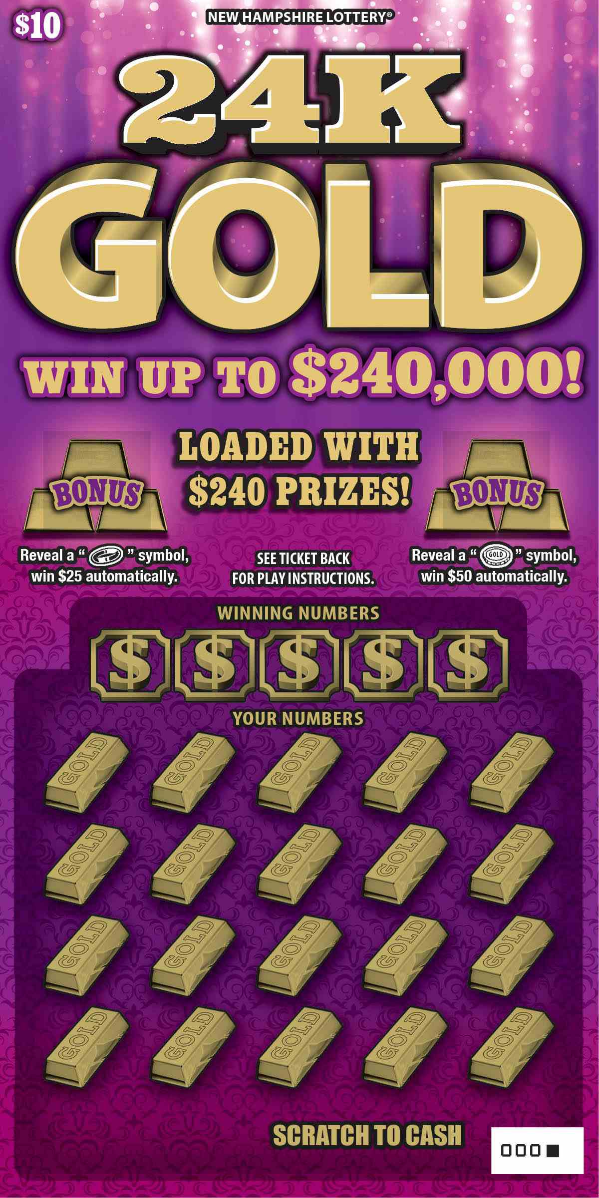 24K Gold scratchcard - game number #1662 - front