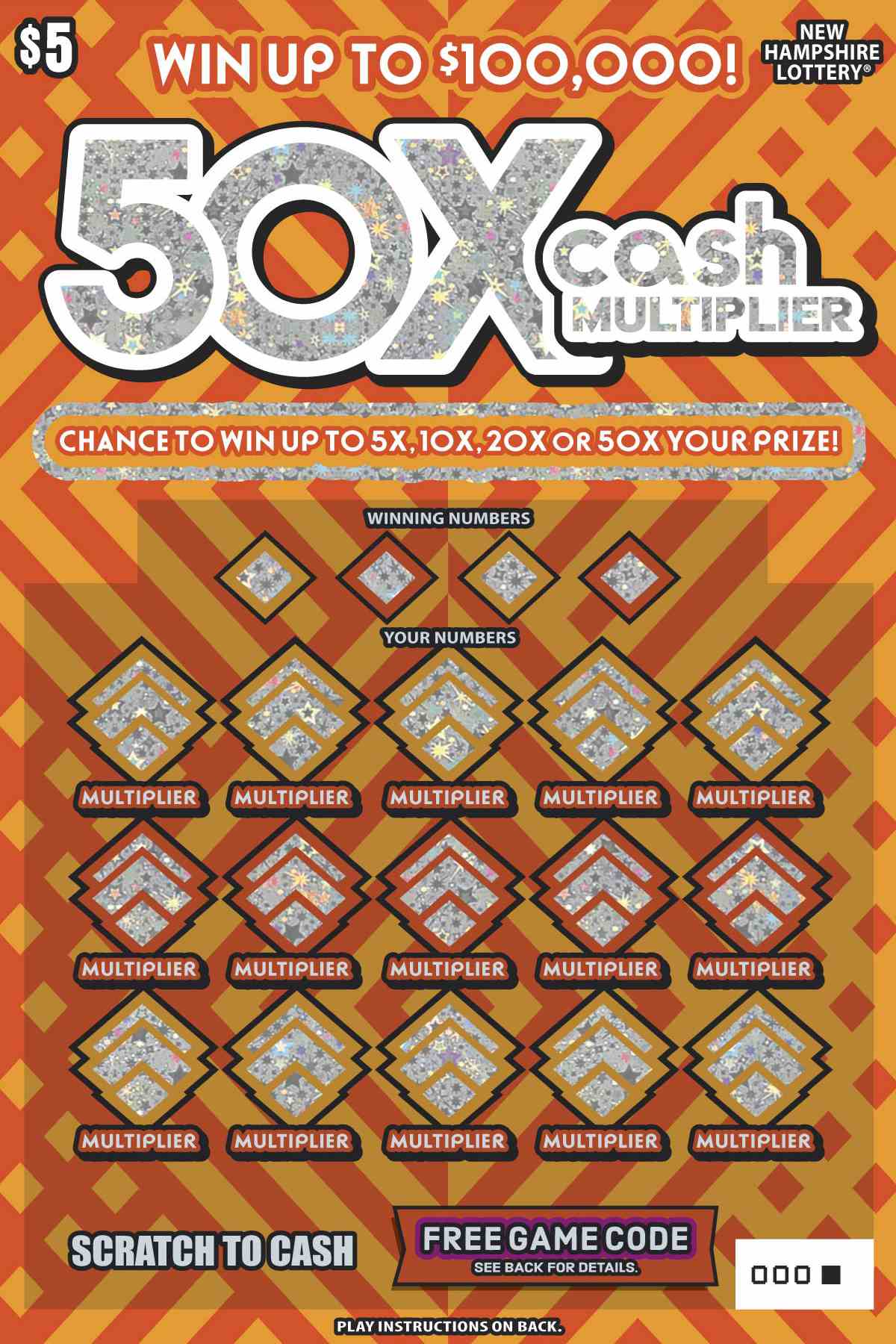 50X® Cash Multiplier scratchcard - game number #1665 - front