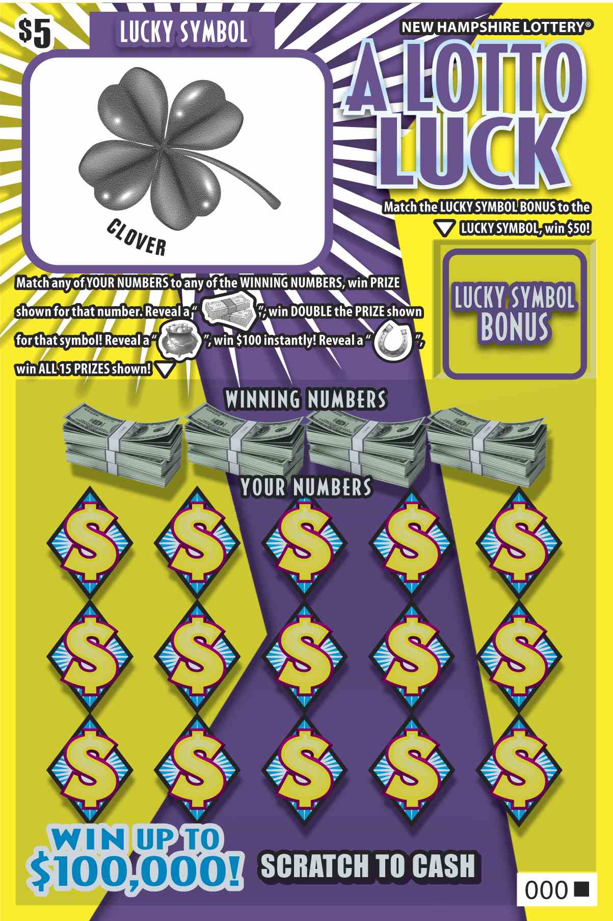 A Lotto Luck scratchcard - game number #1641 - front