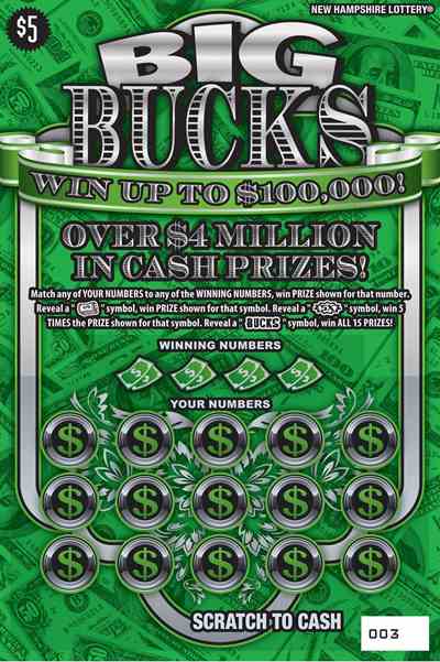 Big Bucks scratchcard - game number #1610 - front