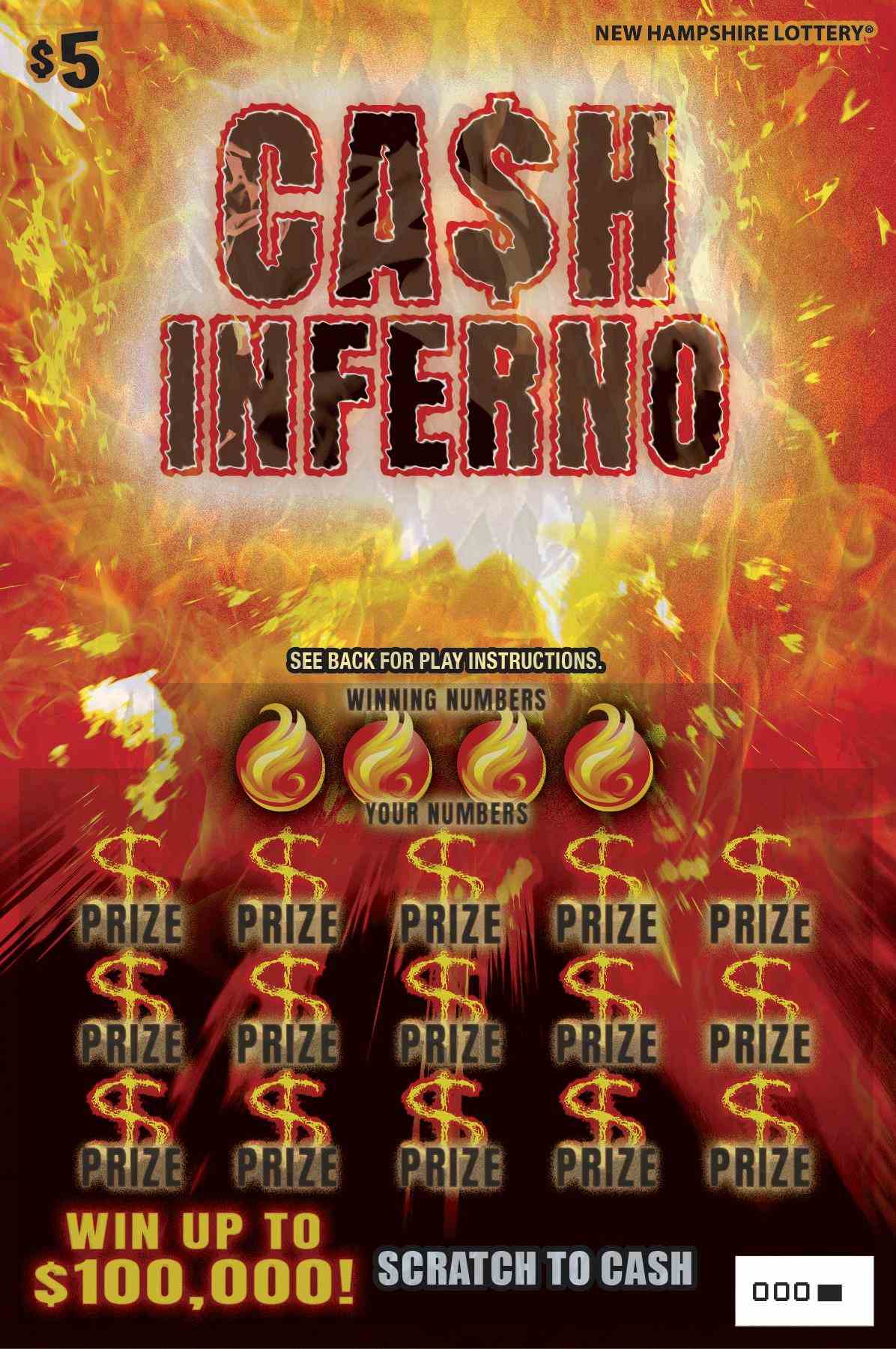 Cash Inferno scratchcard - game number #1636 - front