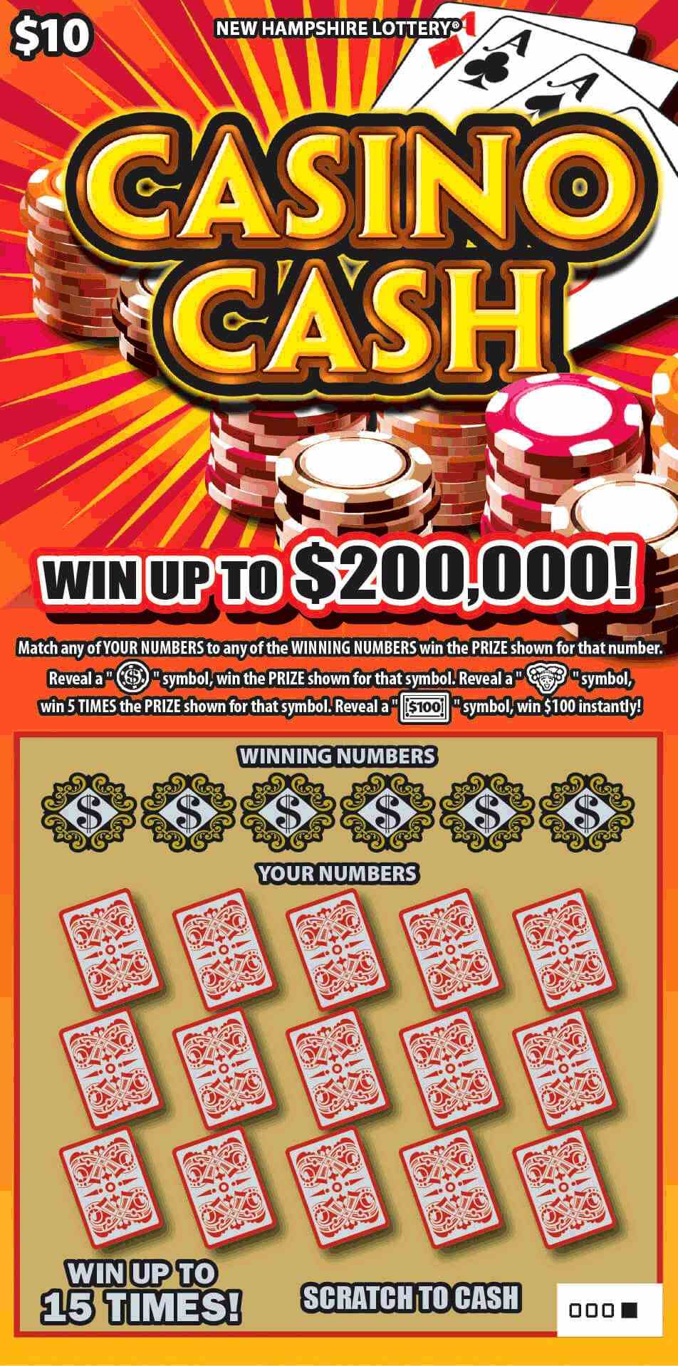 Casino Cash scratchcard - game number #1533 - front