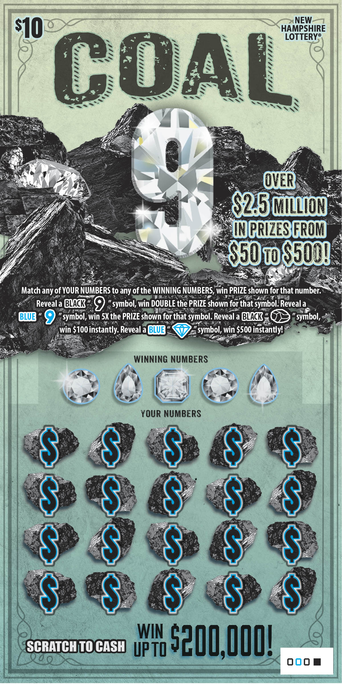 Coal 9 scratchcard - game number #1693 - front