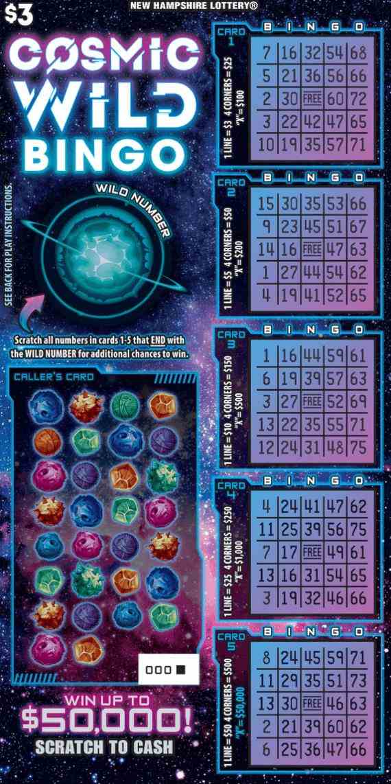 Cosmic Wild Bingo scratchcard - game number #1682 - front