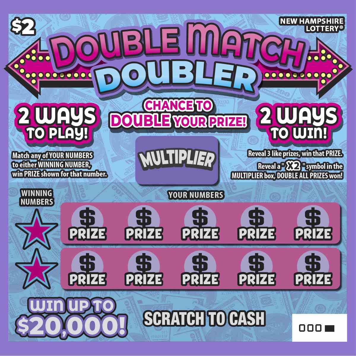 Double Match Doubler scratchcard - game number #1698 - front