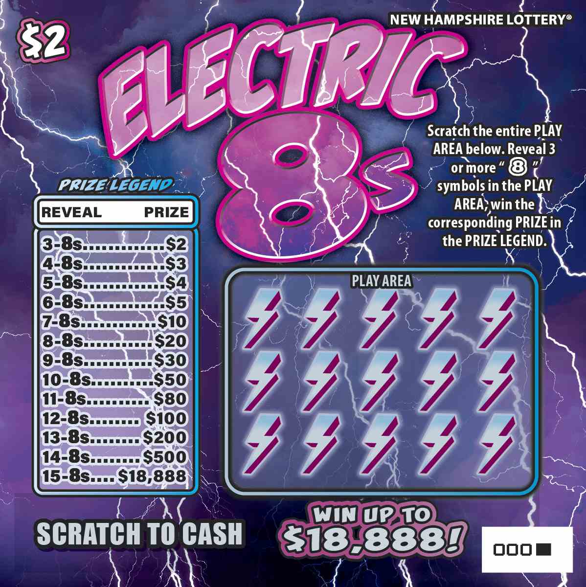 Electric 8S scratchcard - game number #1640 - front