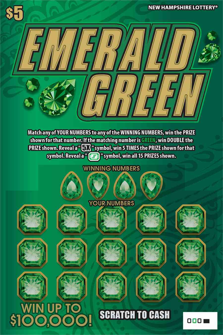 Emerald Green scratchcard - game number #1655 - front