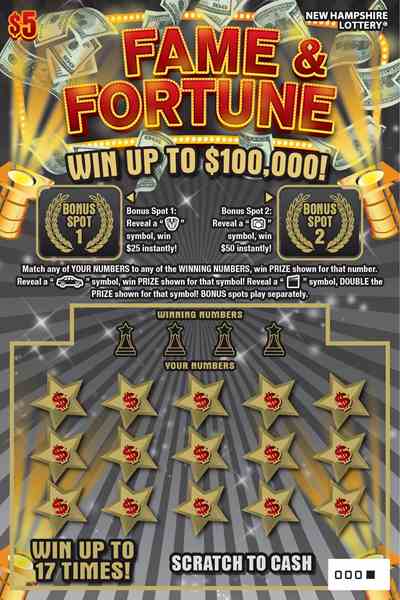 Fame & Fortune scratchcard - game number #1676 - front