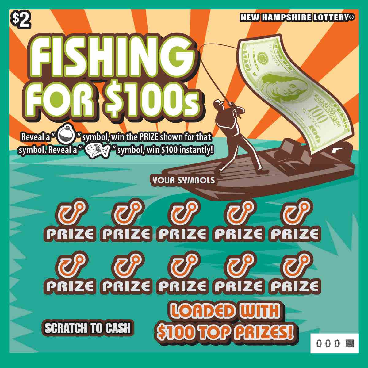 Fishing For $100S scratchcard - game number #1705 - front