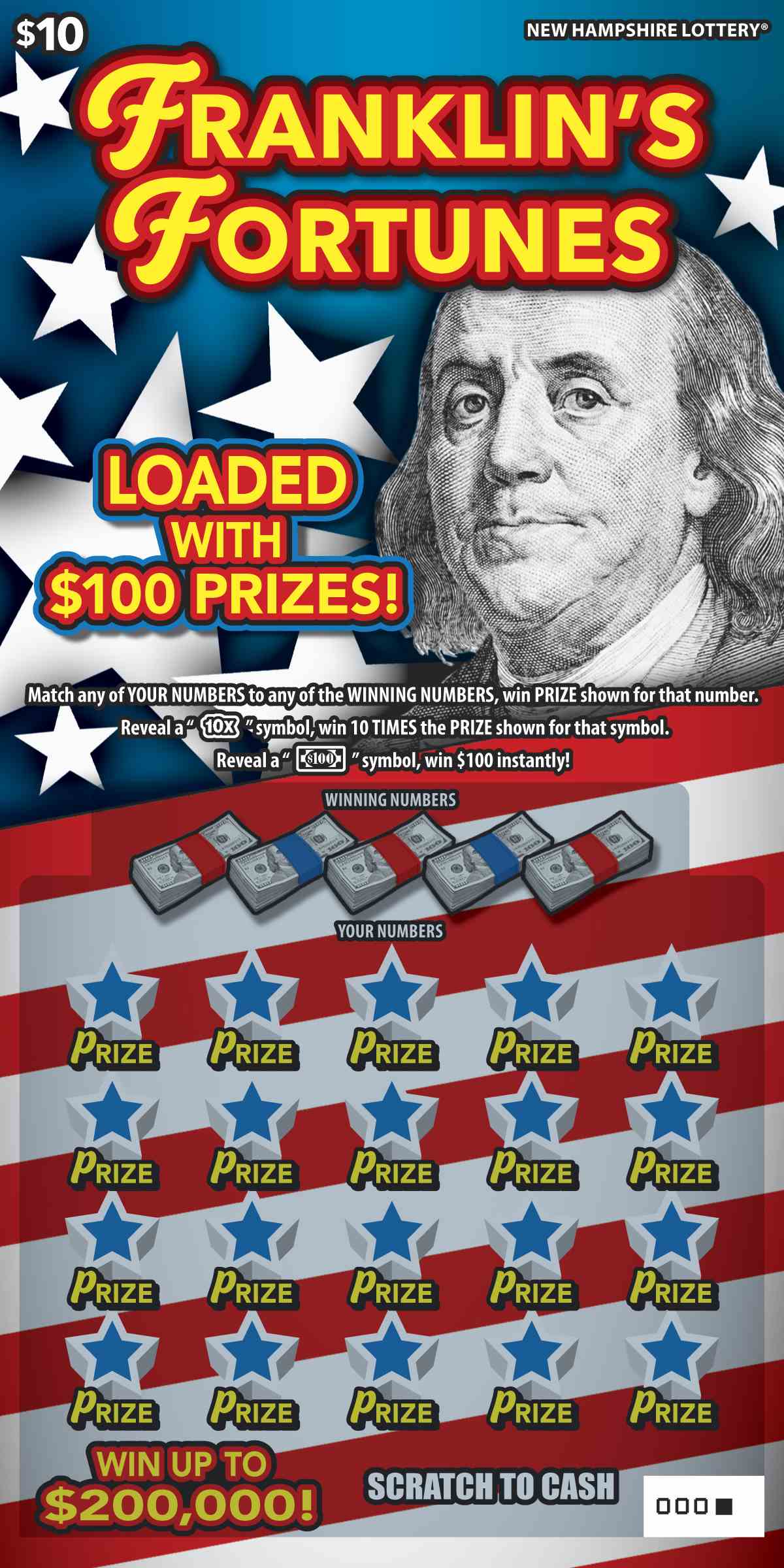 Franklin's Fortunes scratchcard - game number #1699 - front