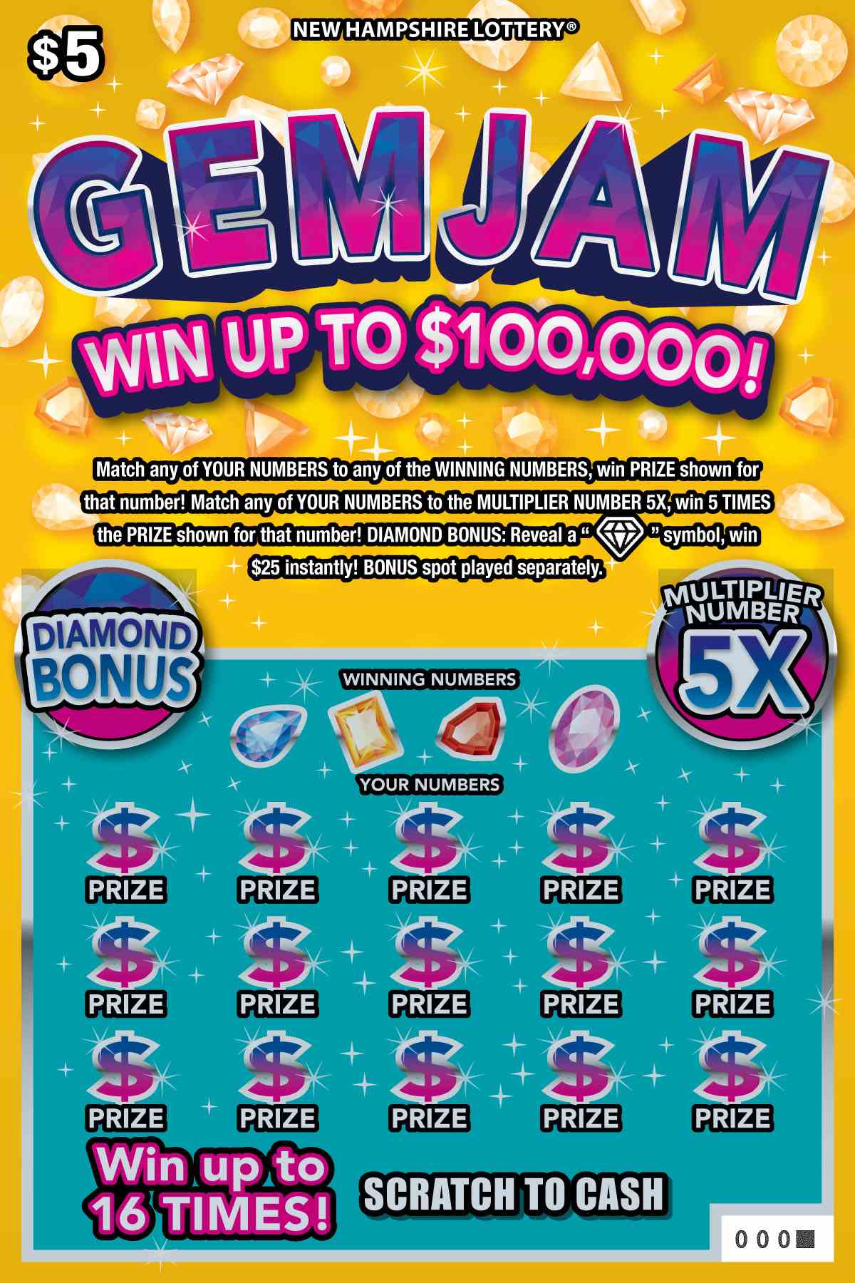 Gem Jam scratchcard - game number #1703 - front