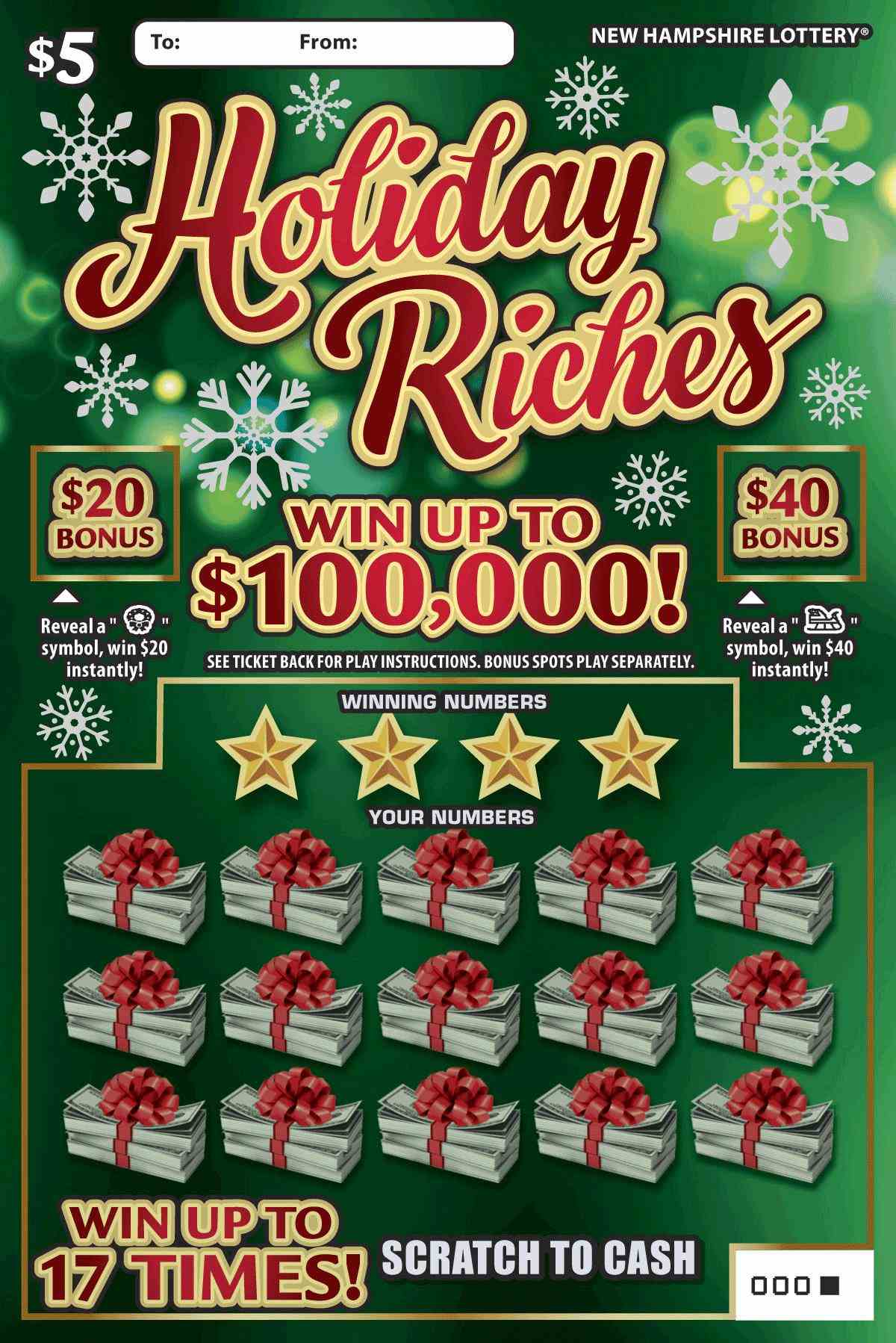 Holiday Riches scratchcard - game number #1649 - front