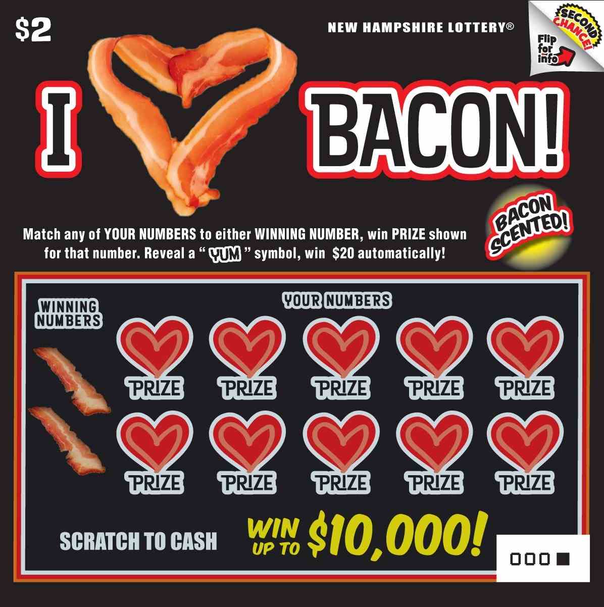 I Heart Bacon scratchcard - game number #1675 - front
