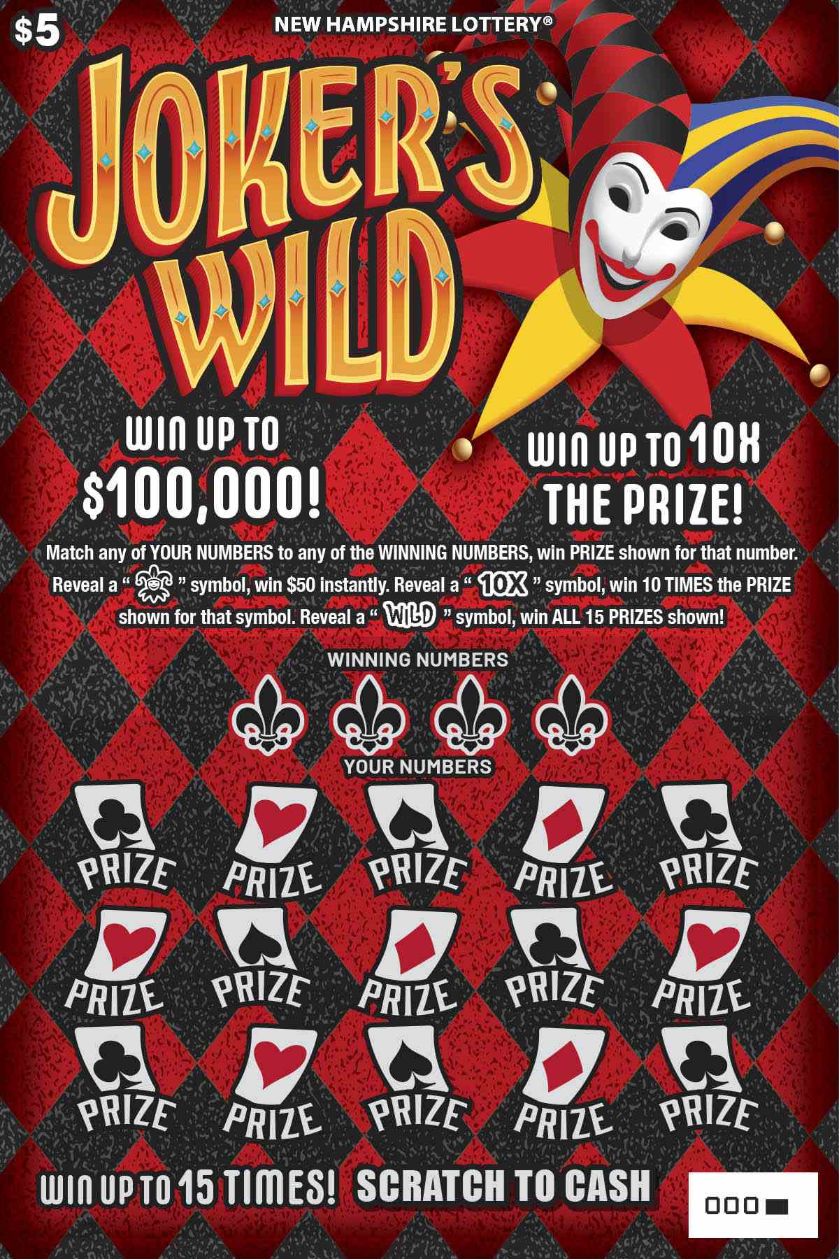 Joker's Wild scratchcard - game number #1697 - front