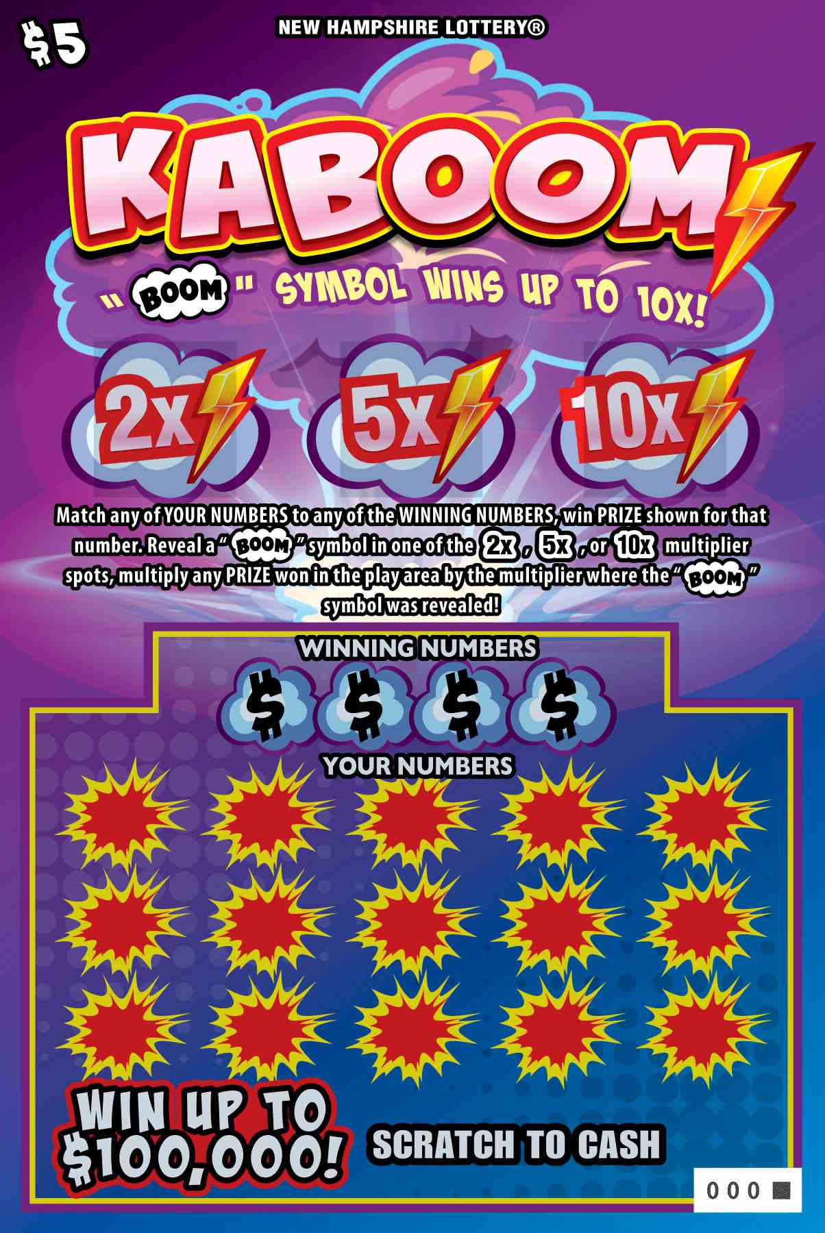 Kaboom scratchcard - game number #1709 - front