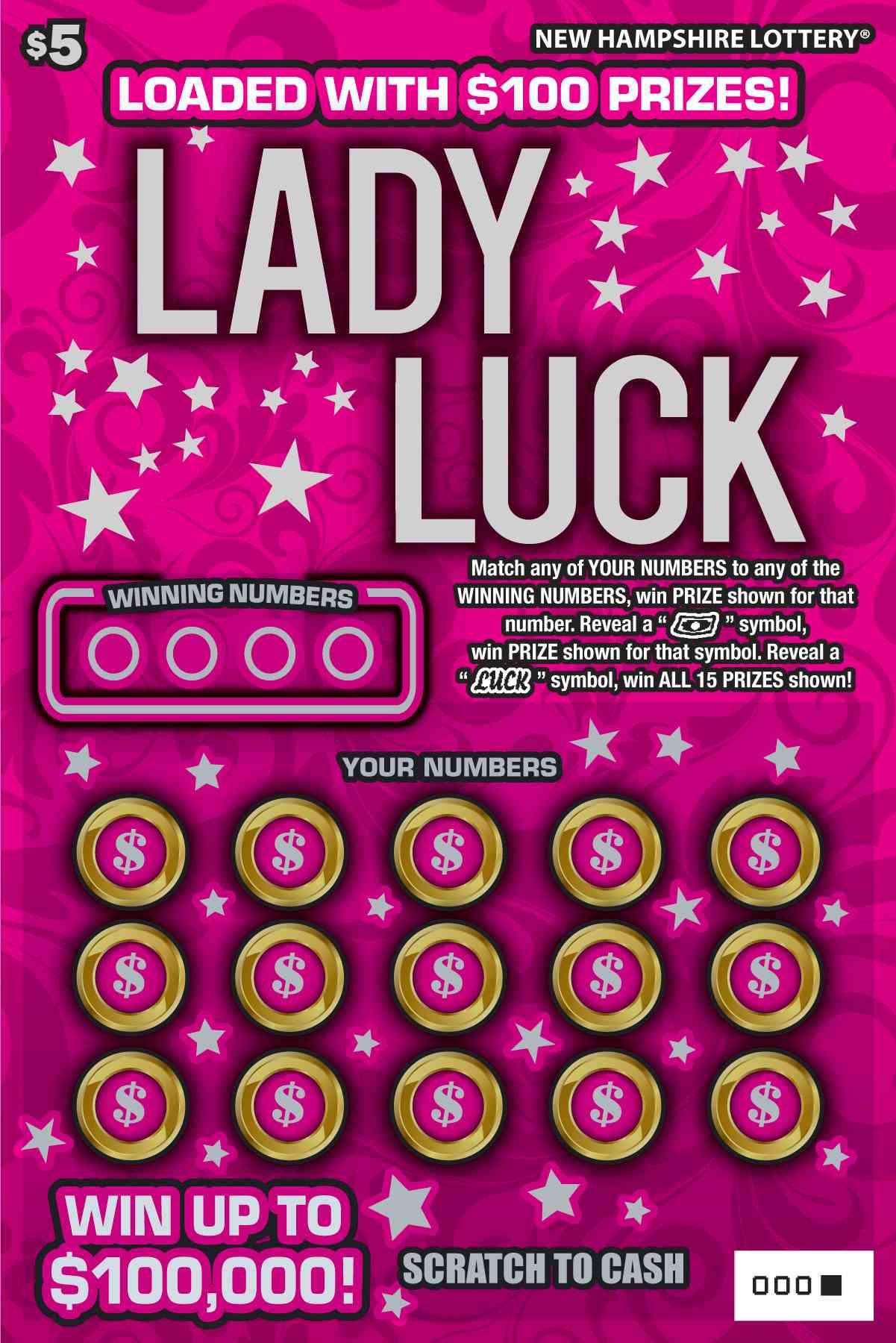 Lady Luck scratchcard - game number #1660 - front