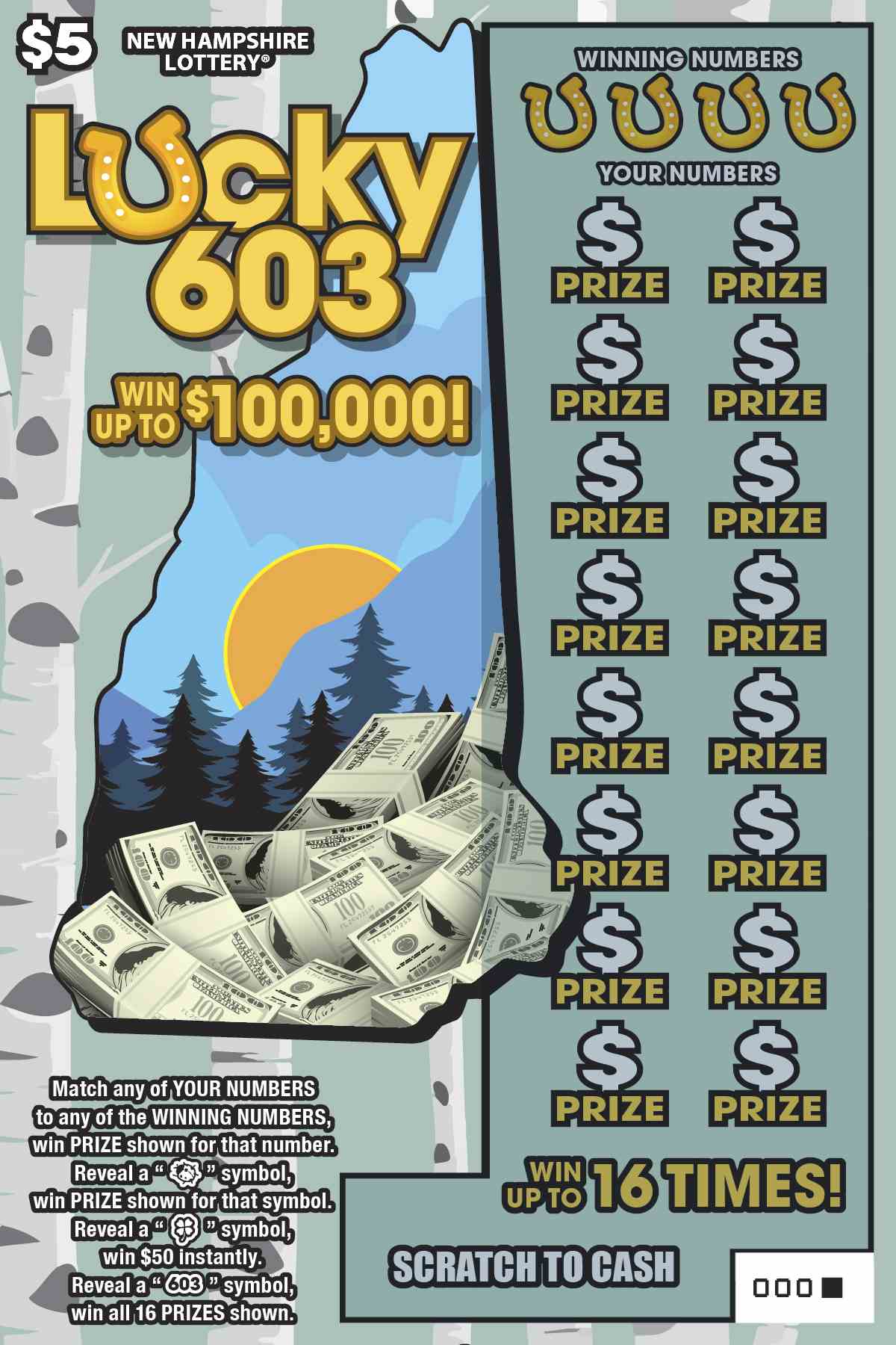 Lucky 603 scratchcard - game number #1690 - front