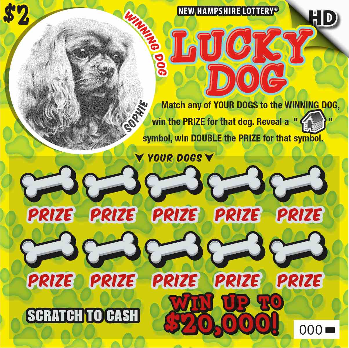 Lucky Dog scratchcard - game number #1587 - front