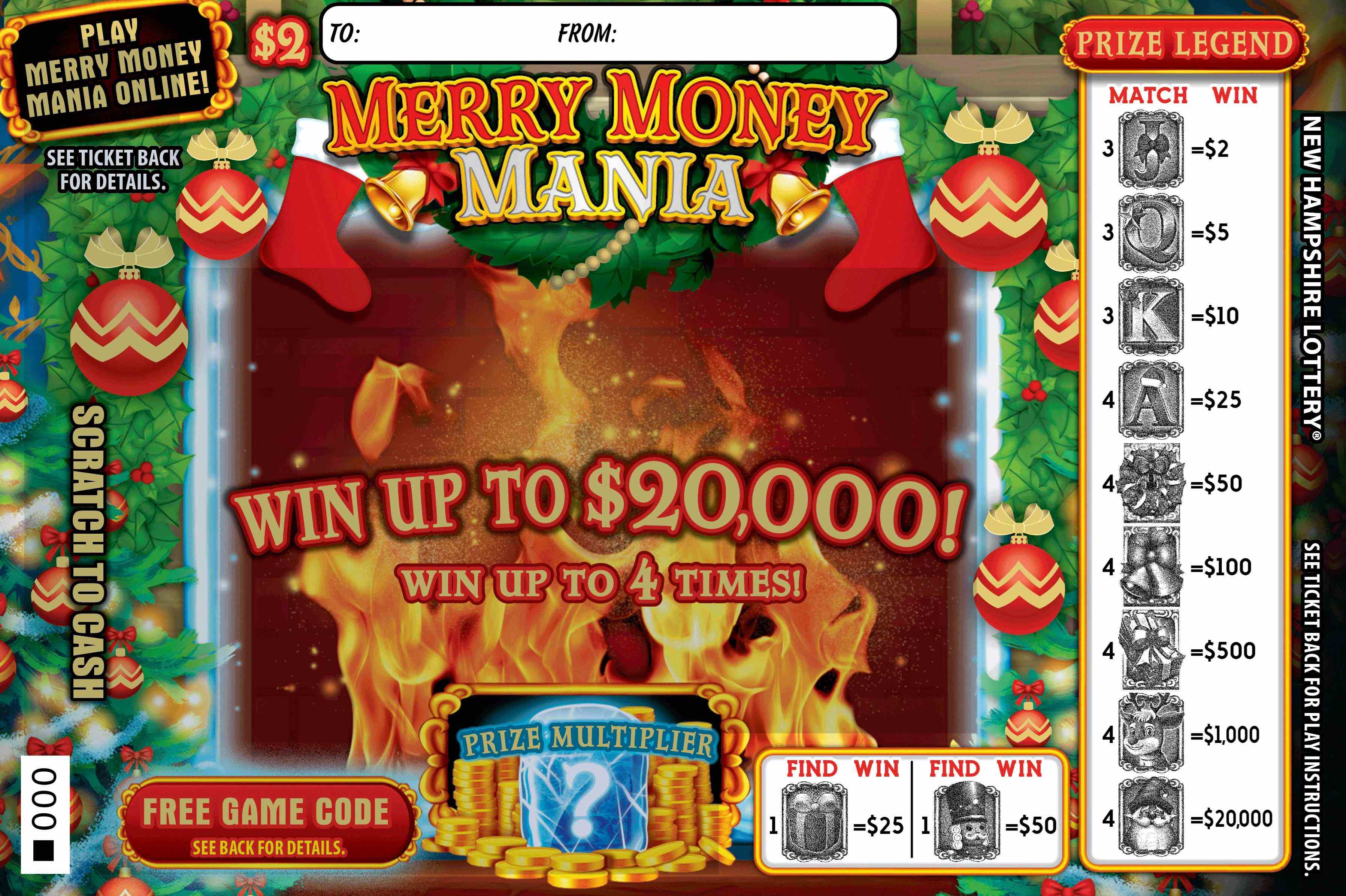 Merry Money Mania scratchcard - game number #1648 - front