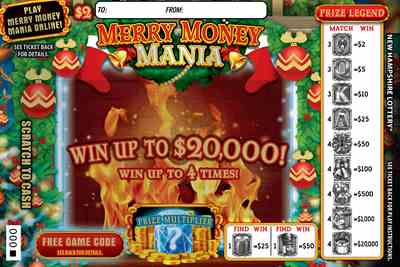 Merry Money Mania scratchcard - game number #1648 - front