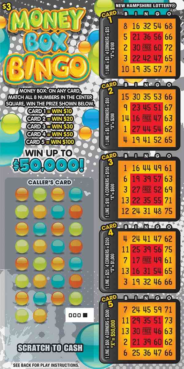 Money Box Bingo scratchcard - game number #1563 - front