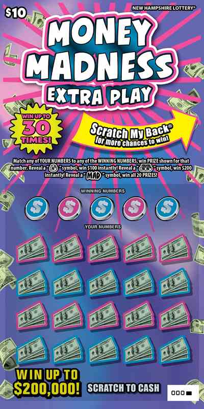 Money Madness Extra Play scratchcard - game number #1702 - front