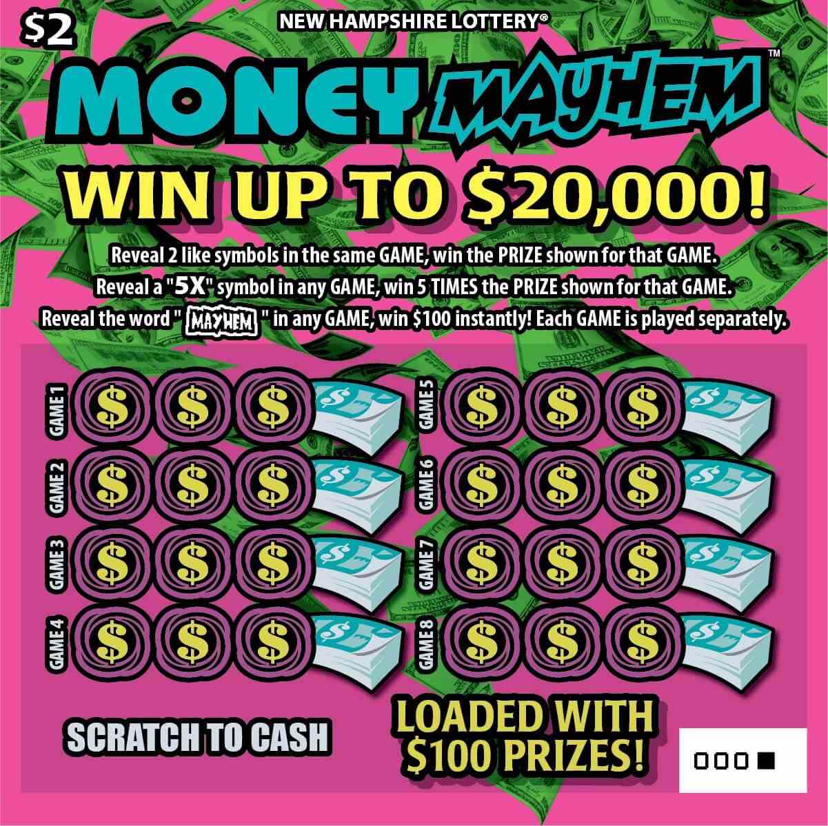 Money Mayhem scratchcard - game number #1510 - front