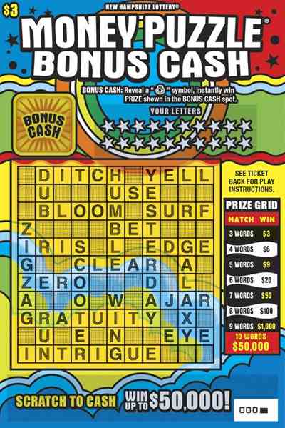 Money Puzzle Bonus Cash scratchcard - game number #1606 - front