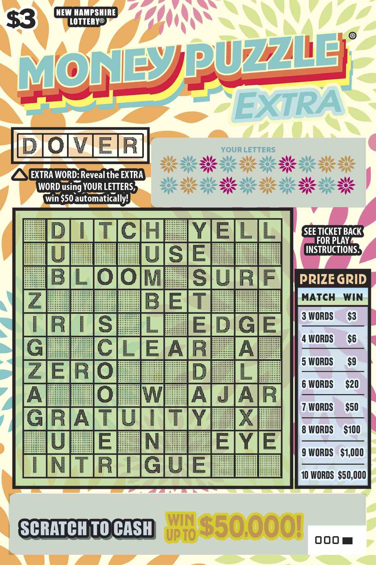 Money Puzzle Extra scratchcard - game number #1634 - front