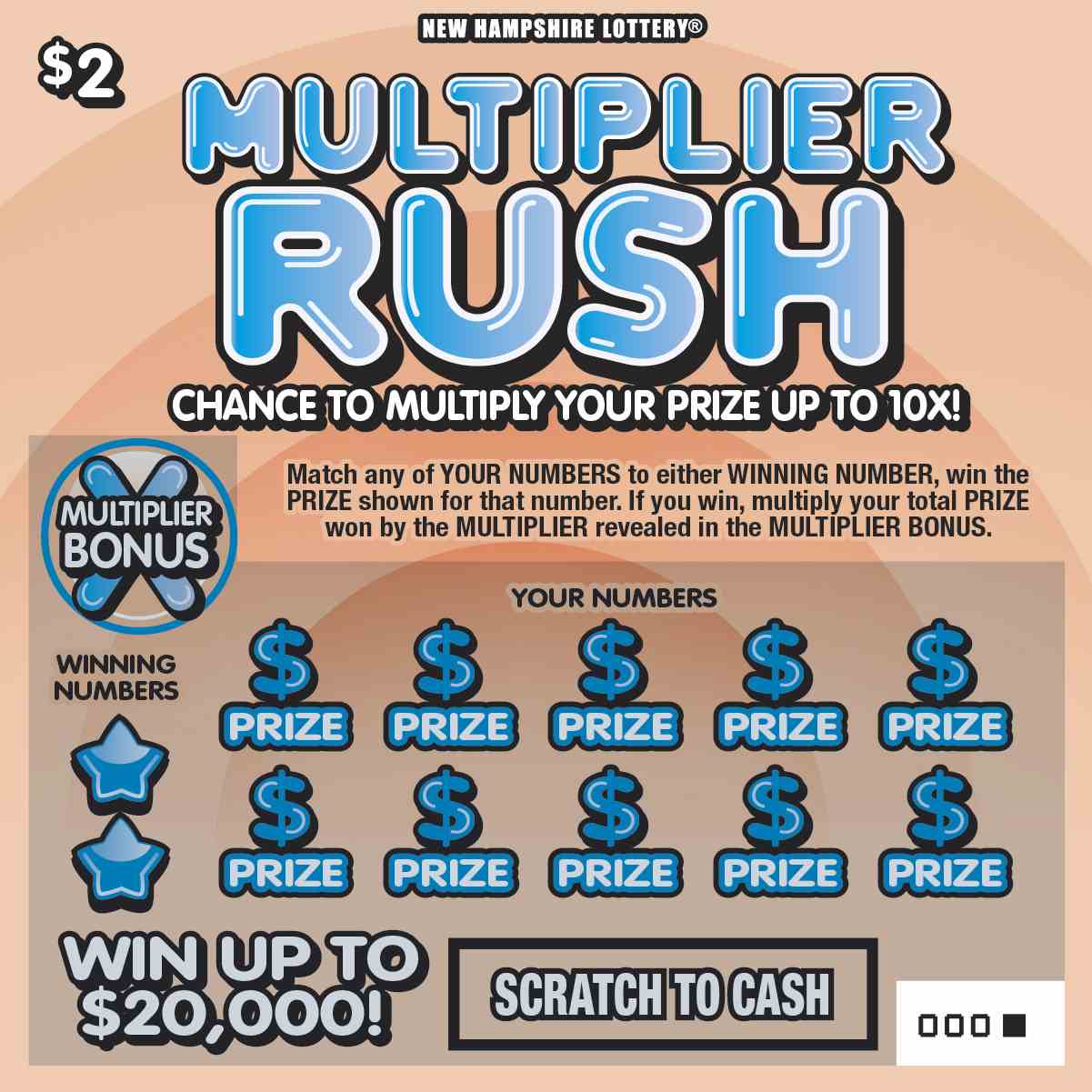 Multiplier Rush scratchcard - game number #1631 - front