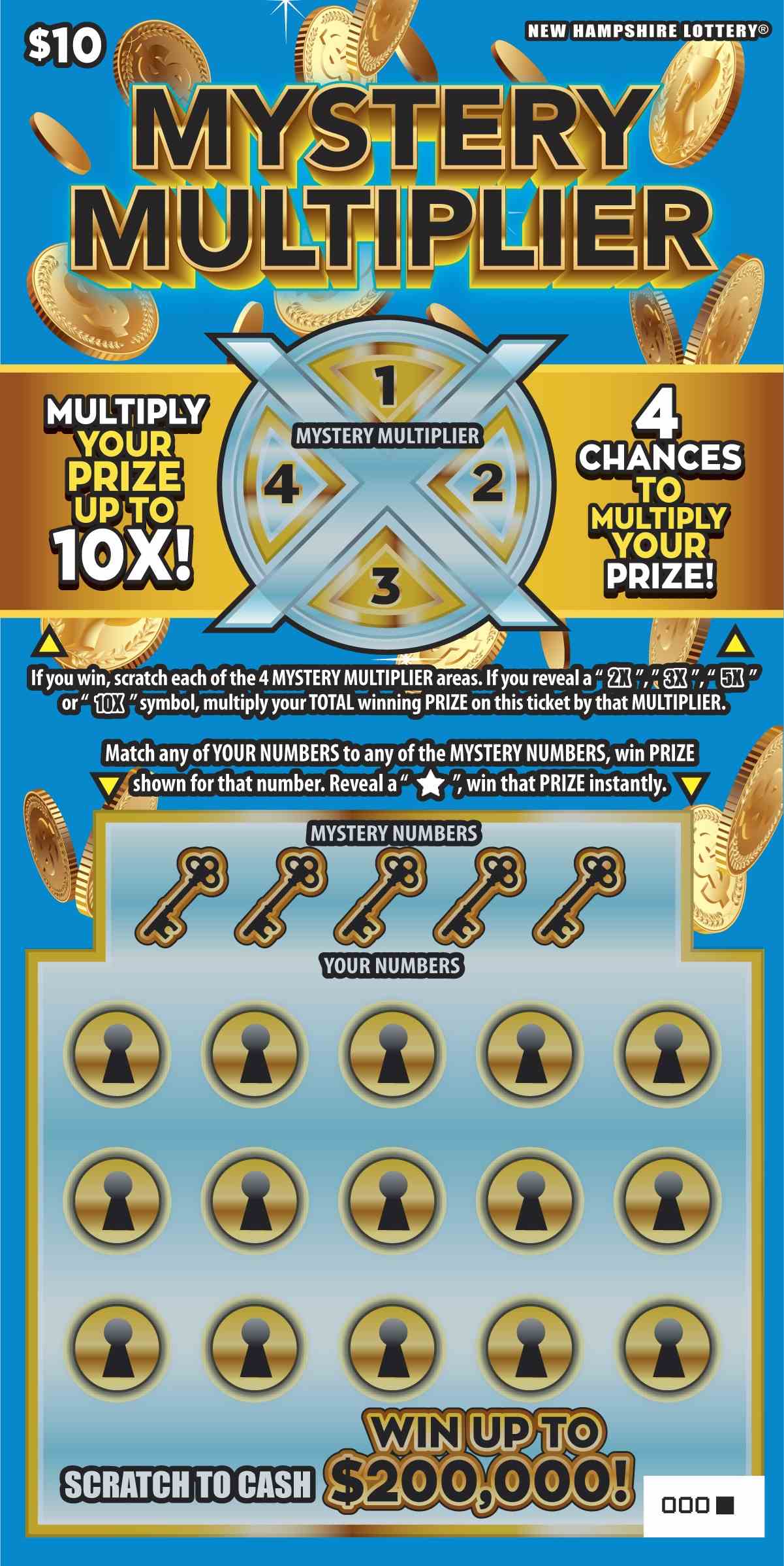 Mystery Multiplier scratchcard - game number #1646 - front