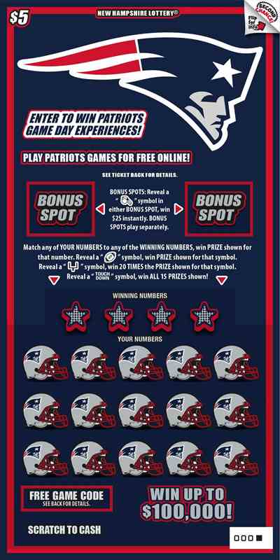Patriots scratchcard - game number #1637 - front