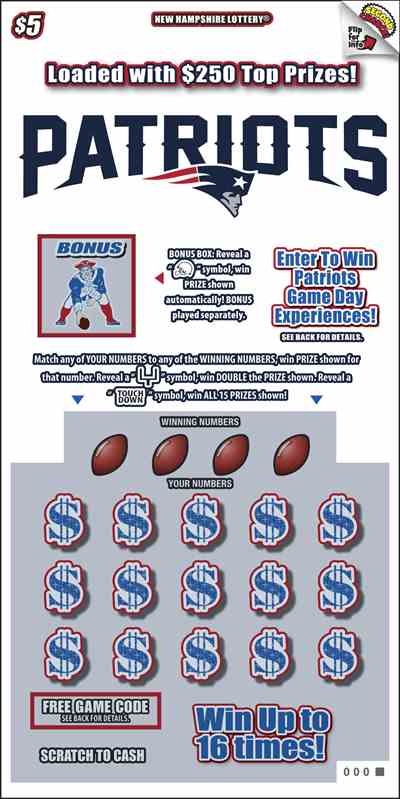 Patriots® scratchcard - game number #1708 - front