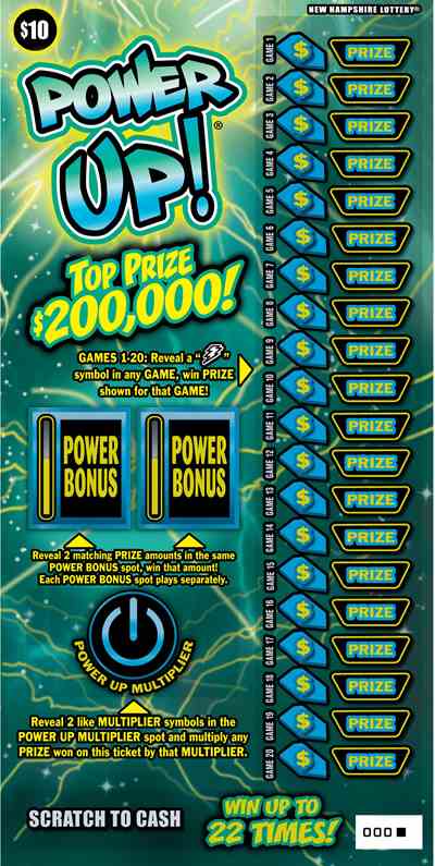 Power Up! scratchcard - game number #1554 - front