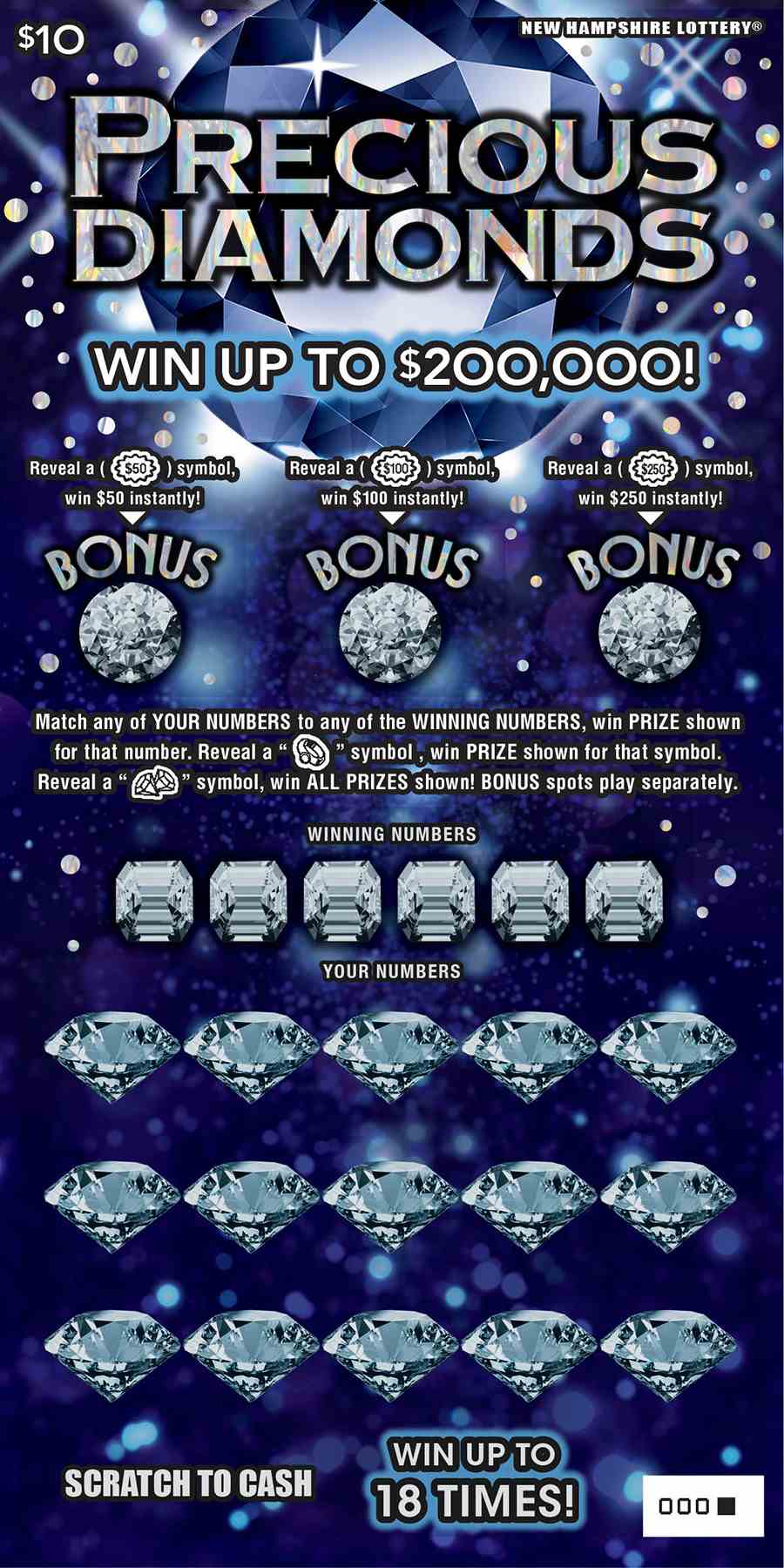 Precious Diamonds scratchcard - game number #1656 - front