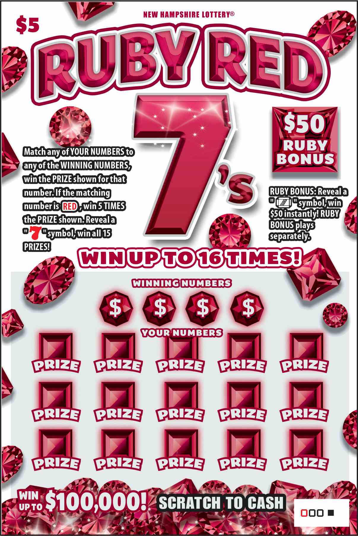 Ruby Red 7's scratchcard - game number #1616 - front