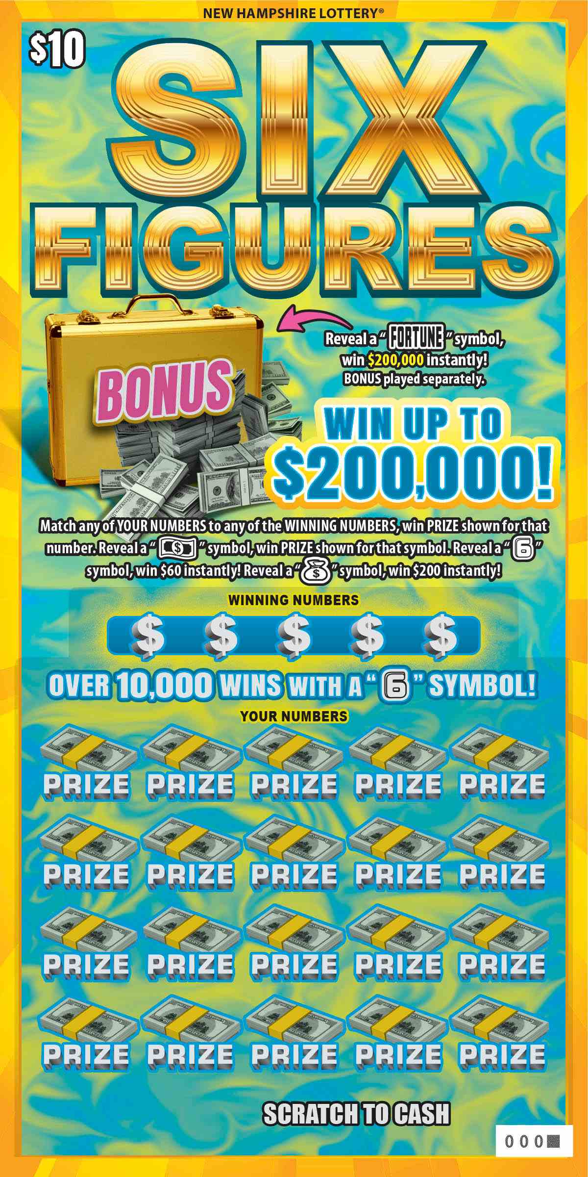 Six Figures scratchcard - game number #1706 - front