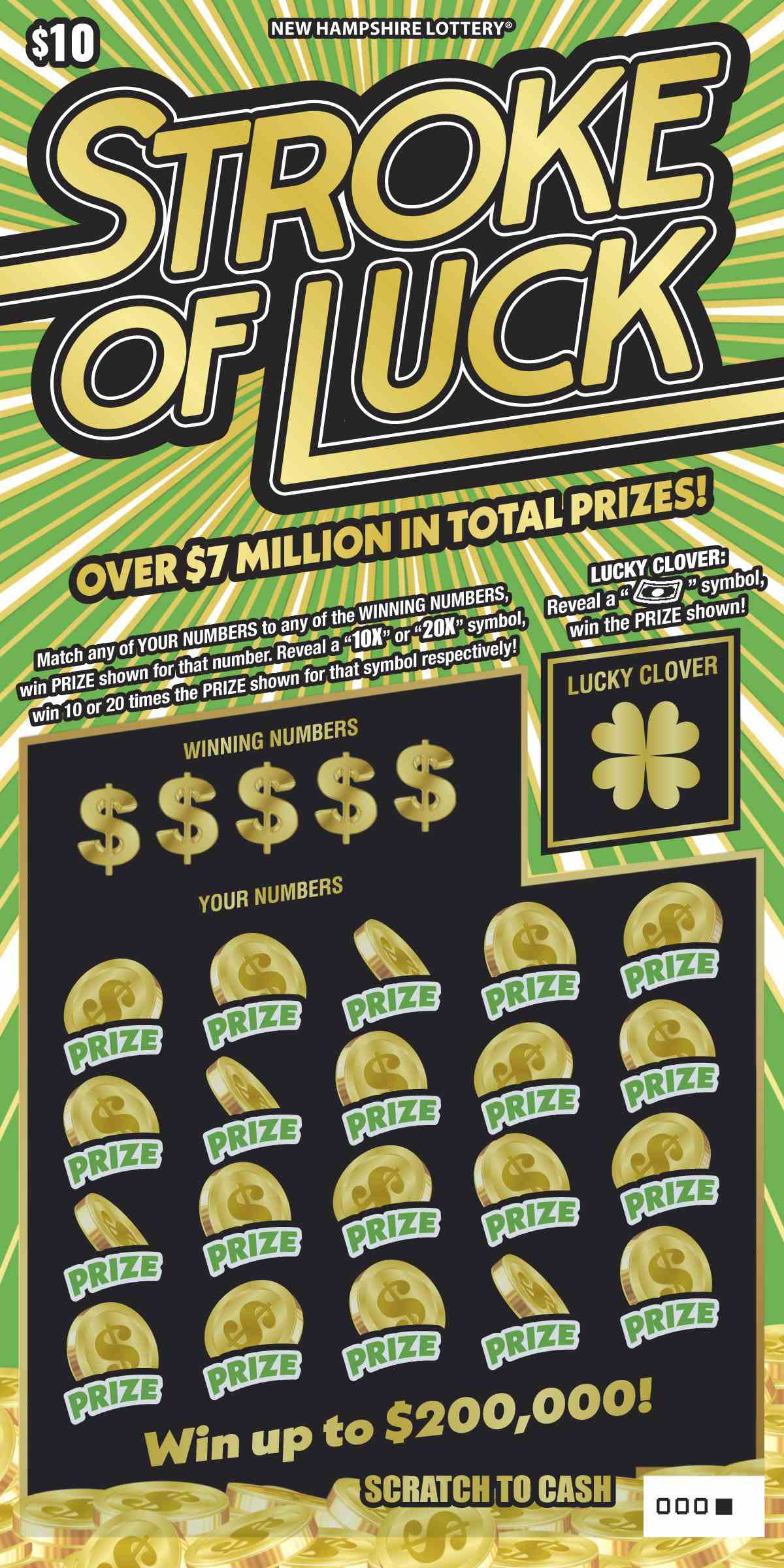 Stroke Of Luck scratchcard - game number #1696 - front