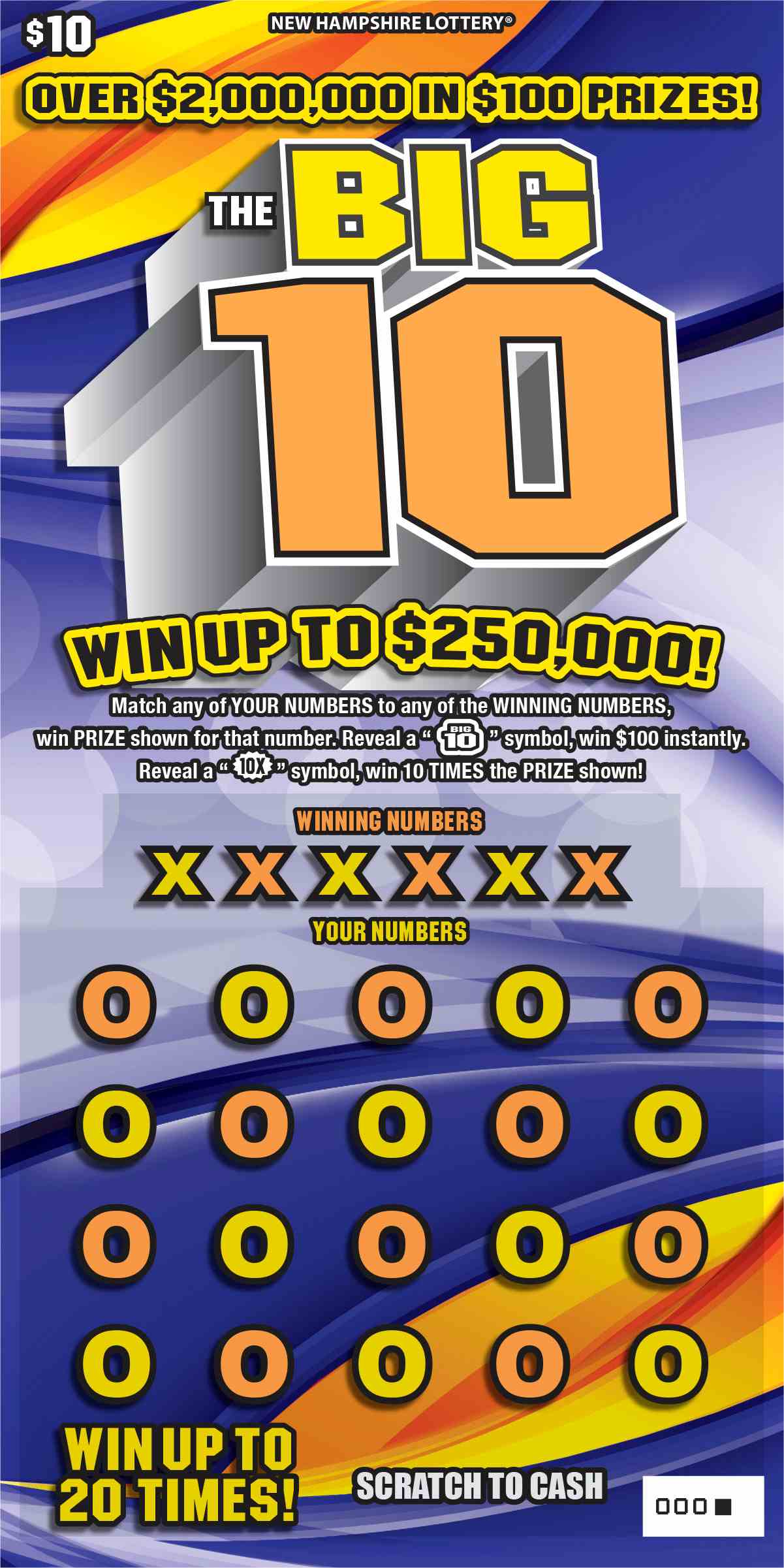 The Big 10 scratchcard - game number #1643 - front