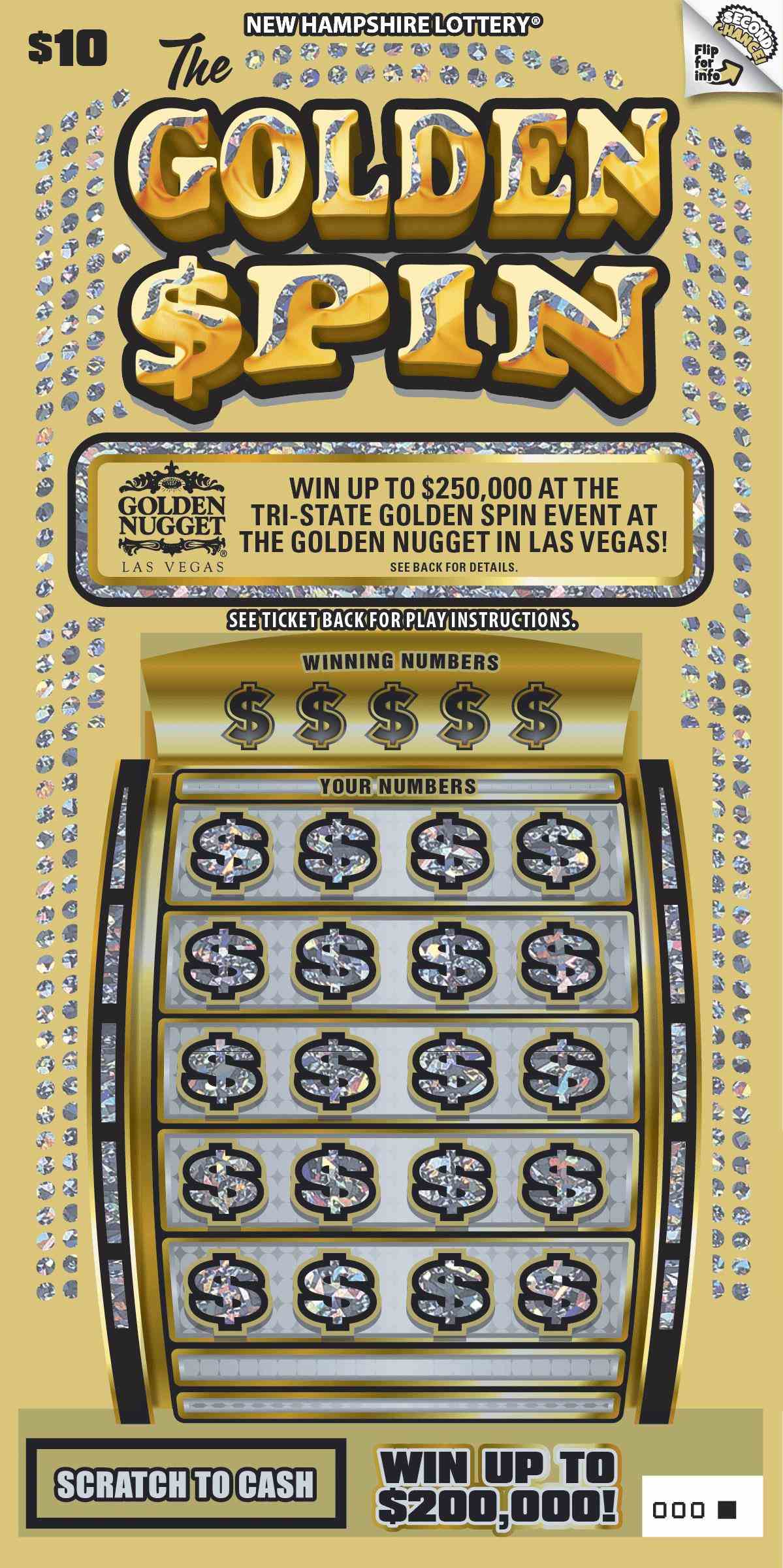 The Golden Spin scratchcard - game number #1635 - front