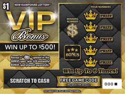 Vip Bonus scratchcard - game number #1683 - front