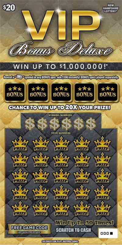 Vip Bonus Deluxe scratchcard - game number #1687 - front