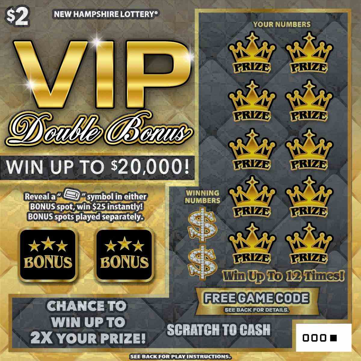Vip Double Bonus scratchcard - game number #1684 - front