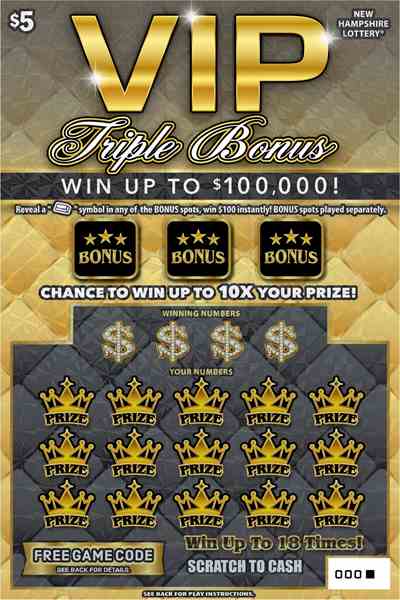 Vip Triple Bonus scratchcard - game number #1685 - front