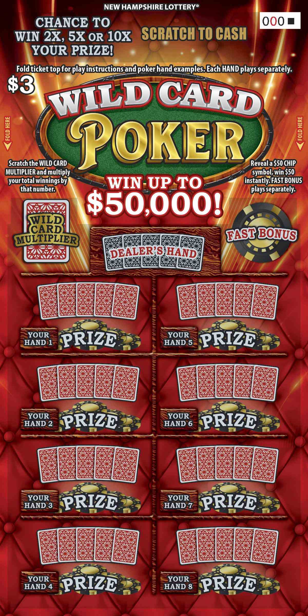 Wild Card Poker scratchcard - game number #1632 - front