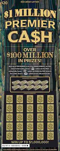 $1 Million Premier Ca$H scratchcard - game number #1974 - front