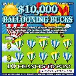 $10,000 Ballooning Bucks scratchcard - game number #1743 - front