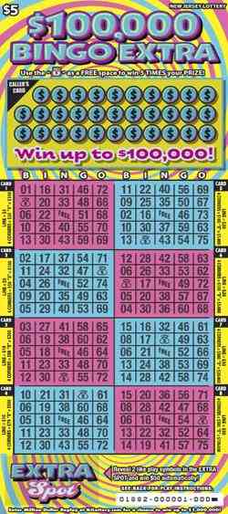 $100,000 Bingo Extra scratchcard - game number #1882 - front